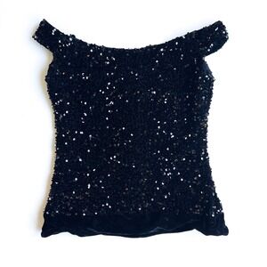 Handmade Velvet and Sequin Formal Boatneck Top